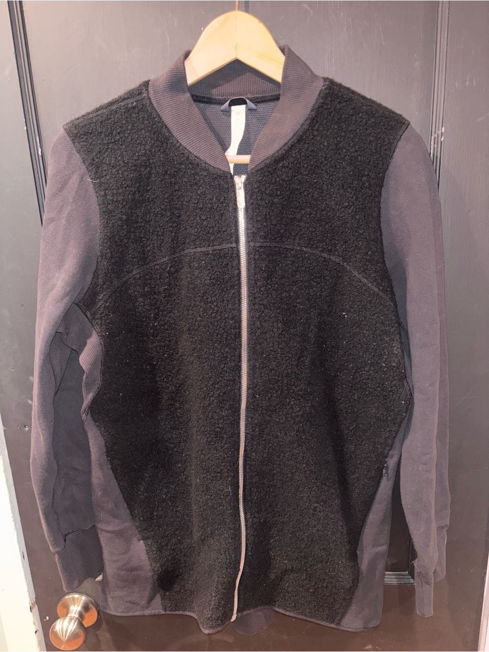 Lululemon Black Wool Blend Long Zip Jacket Size 12
